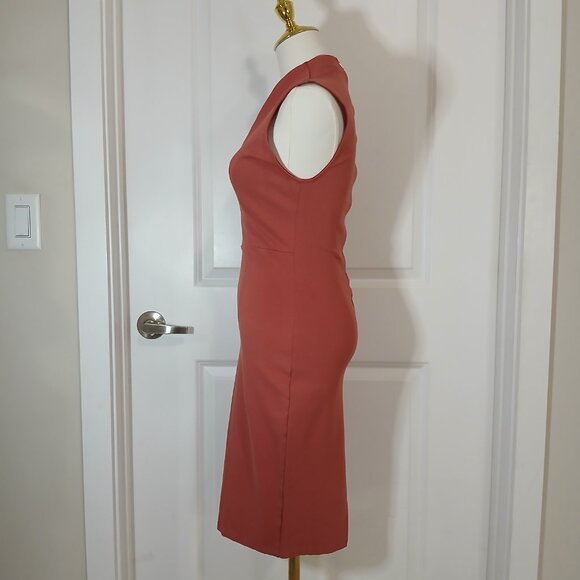 Akira Chicago Red Label Bodycon Dress Women’s Size M Rust Orange Midi Cocktail - Picture 5 of 6